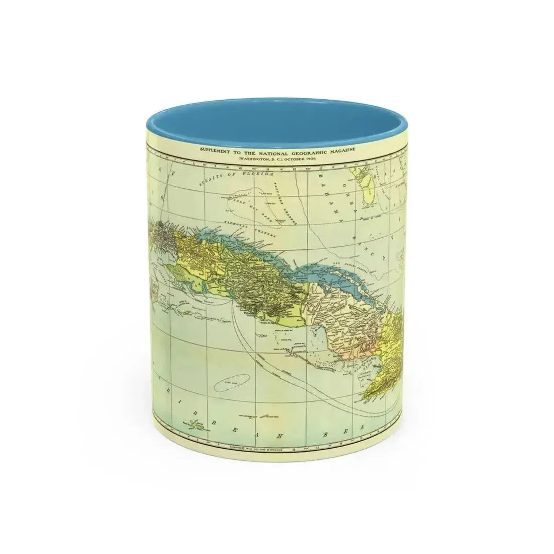 Central America - Cuba (1906) (Map) Accent Coffee Mug 11oz Light Blue - Go Mug Yourself