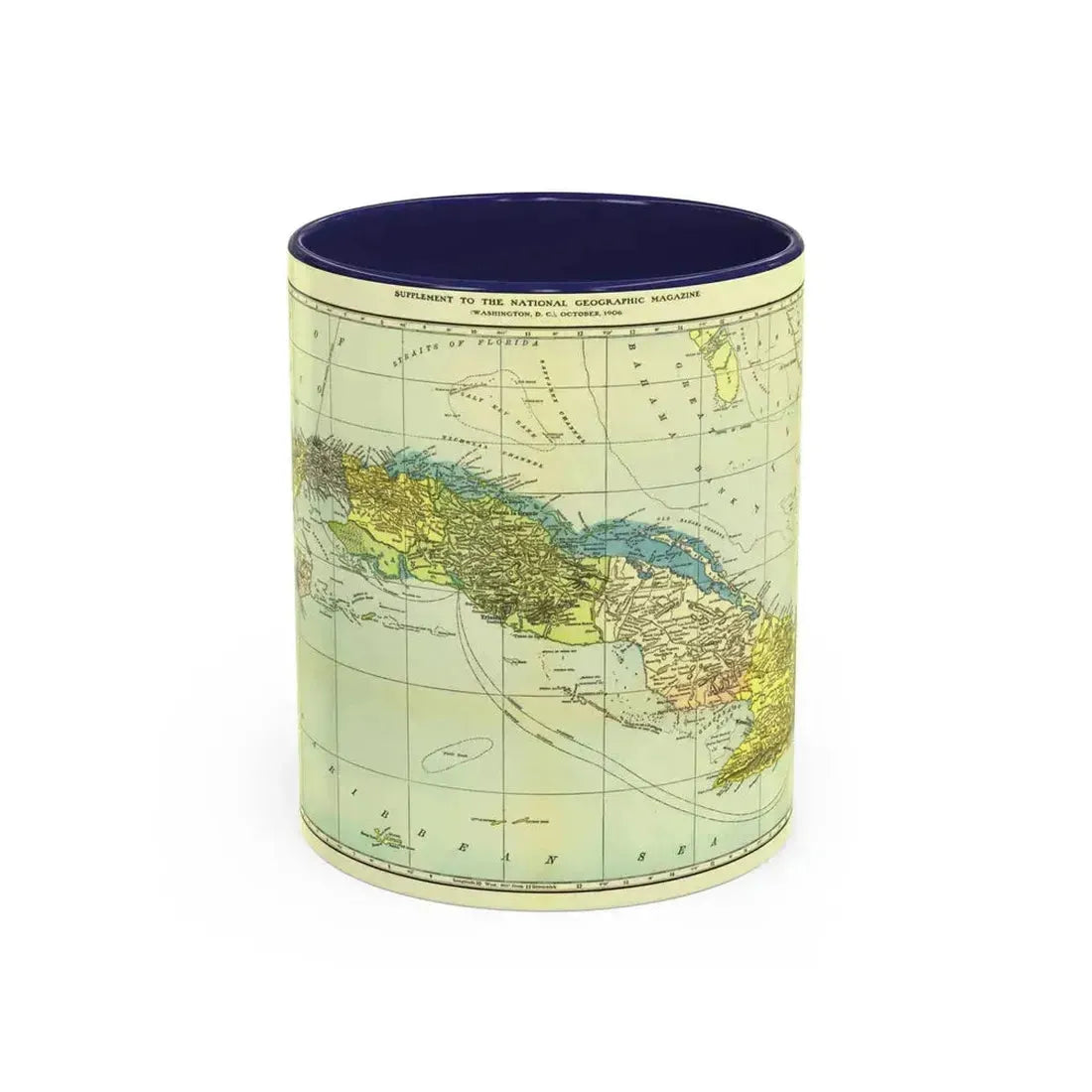 Central America - Cuba (1906) (Map) Accent Coffee Mug 11oz Navy - Go Mug Yourself