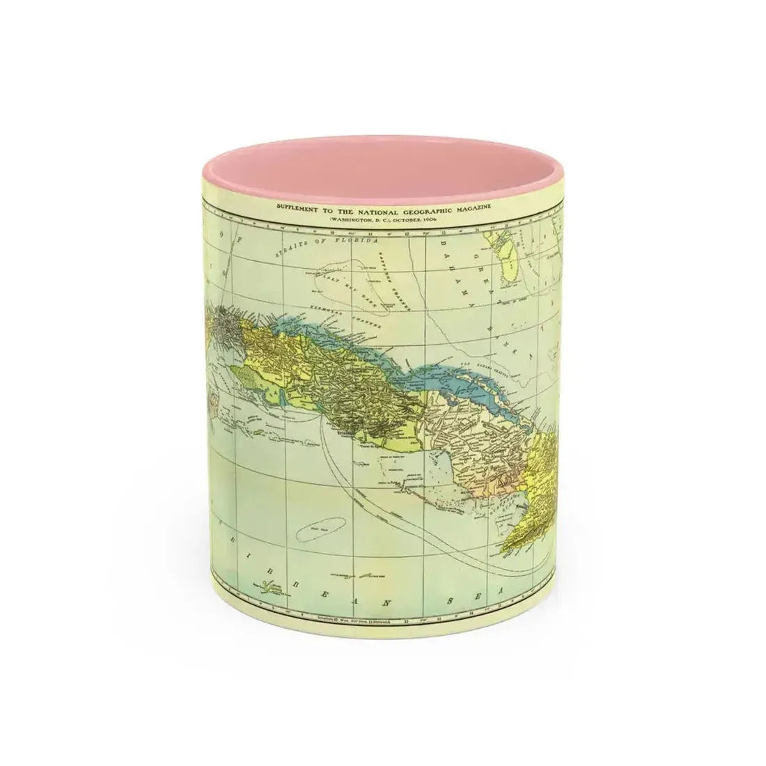 Central America - Cuba (1906) (Map) Accent Coffee Mug 11oz Pink - Go Mug Yourself