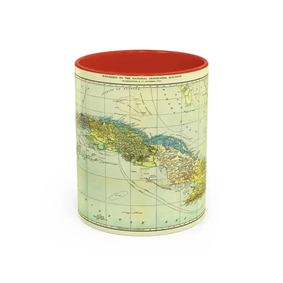 Central America - Cuba (1906) (Map) Accent Coffee Mug 11oz Red - Go Mug Yourself