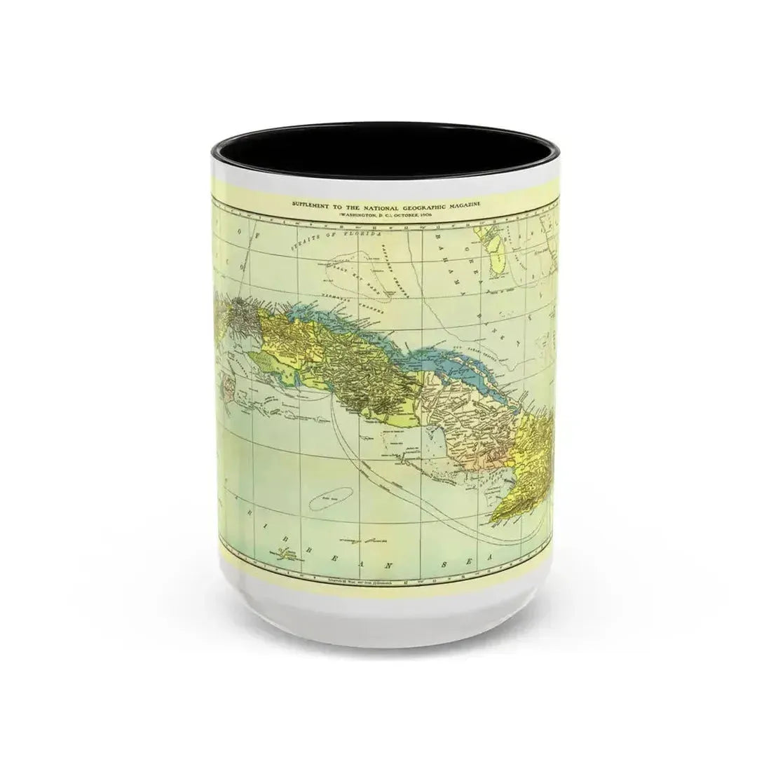 Central America - Cuba (1906) (Map) Accent Coffee Mug 15oz Black - Go Mug Yourself