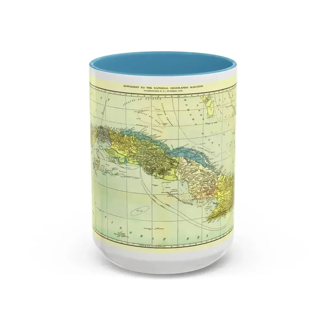 Central America - Cuba (1906) (Map) Accent Coffee Mug 15oz Light Blue - Go Mug Yourself