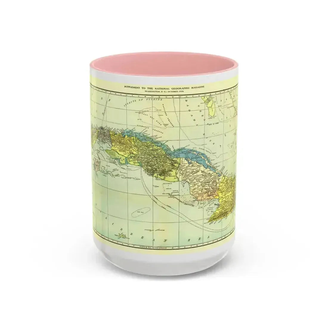 Central America - Cuba (1906) (Map) Accent Coffee Mug 15oz Pink - Go Mug Yourself