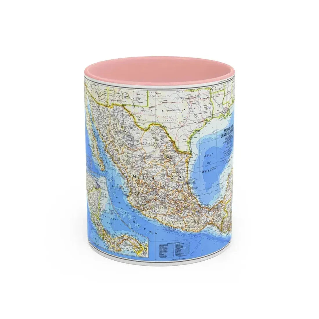Central America & Mexico (1980) (Map) Accent Coffee Mug 11oz Pink - Go Mug Yourself