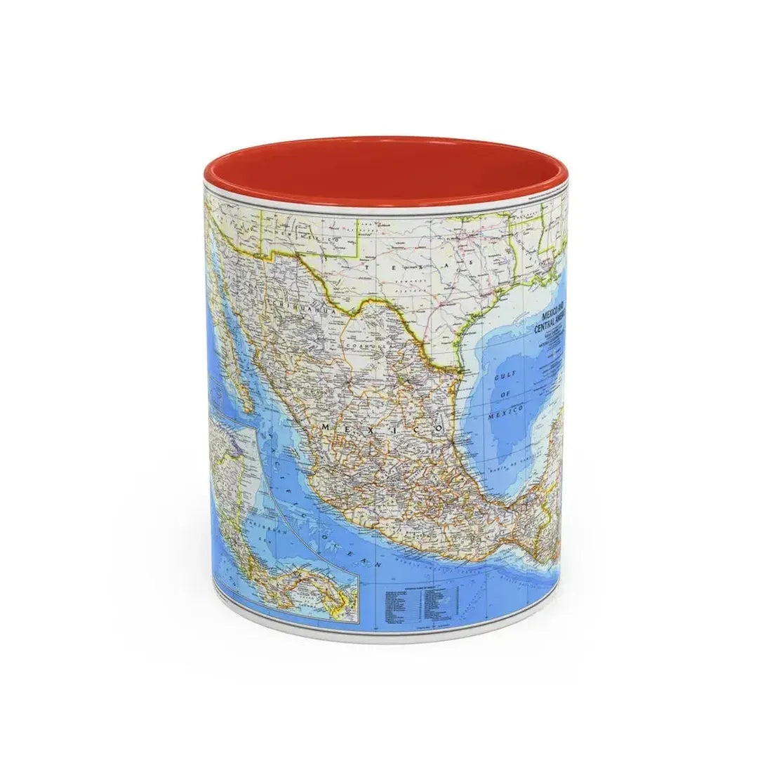 Central America & Mexico (1980) (Map) Accent Coffee Mug 11oz Red - Go Mug Yourself