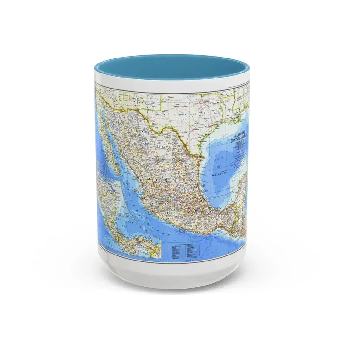 Central America & Mexico (1980) (Map) Accent Coffee Mug 15oz Light Blue - Go Mug Yourself