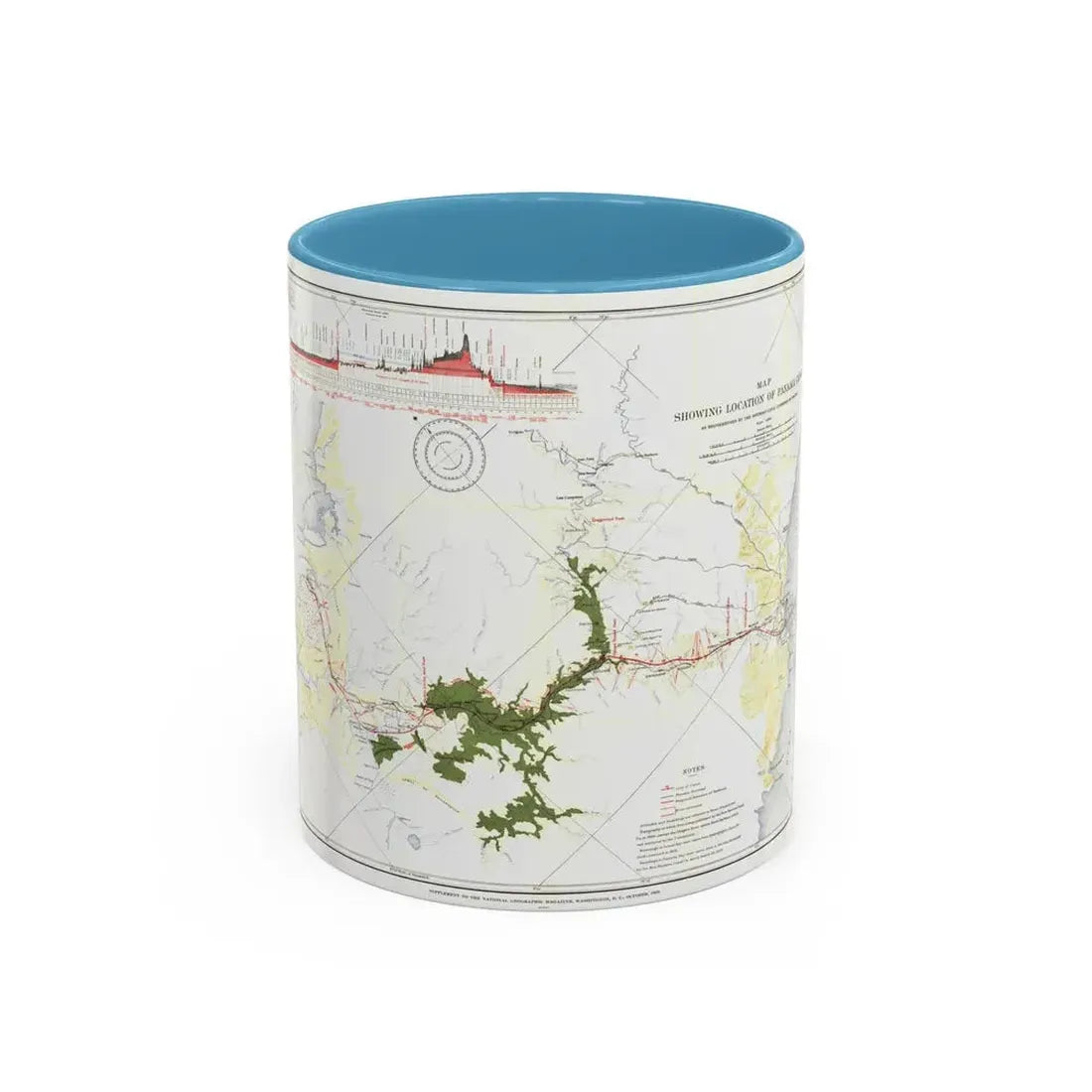 Central America - Panama Canal (1905) (Map) Accent Coffee Mug 11oz Light Blue - Go Mug Yourself