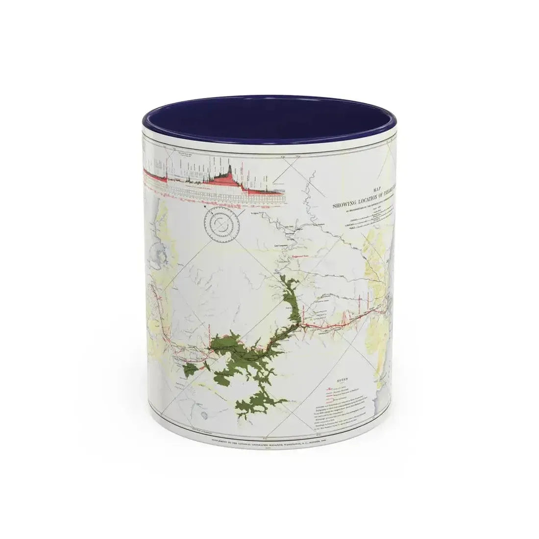 Central America - Panama Canal (1905) (Map) Accent Coffee Mug 11oz Navy - Go Mug Yourself