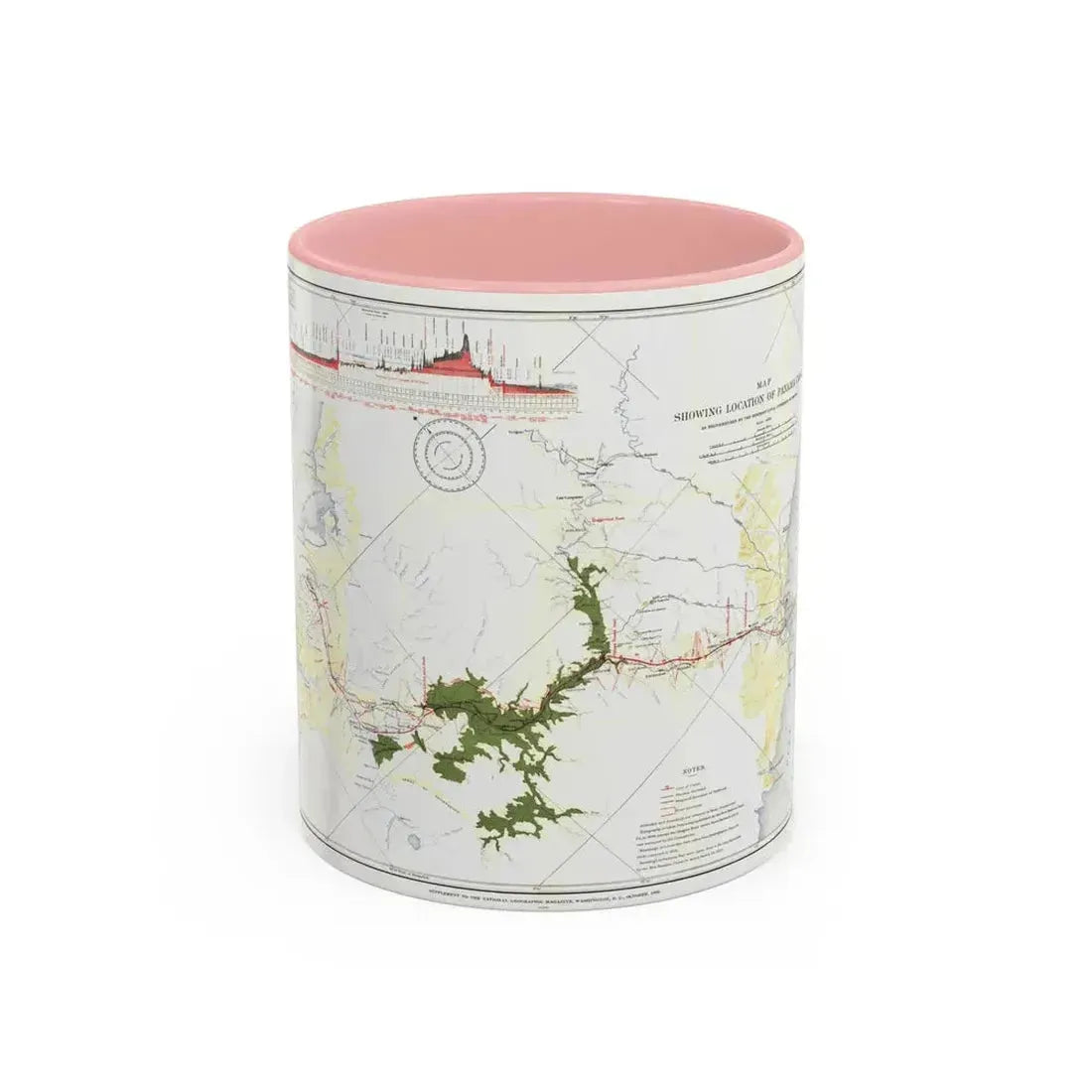 Central America - Panama Canal (1905) (Map) Accent Coffee Mug 11oz Pink - Go Mug Yourself