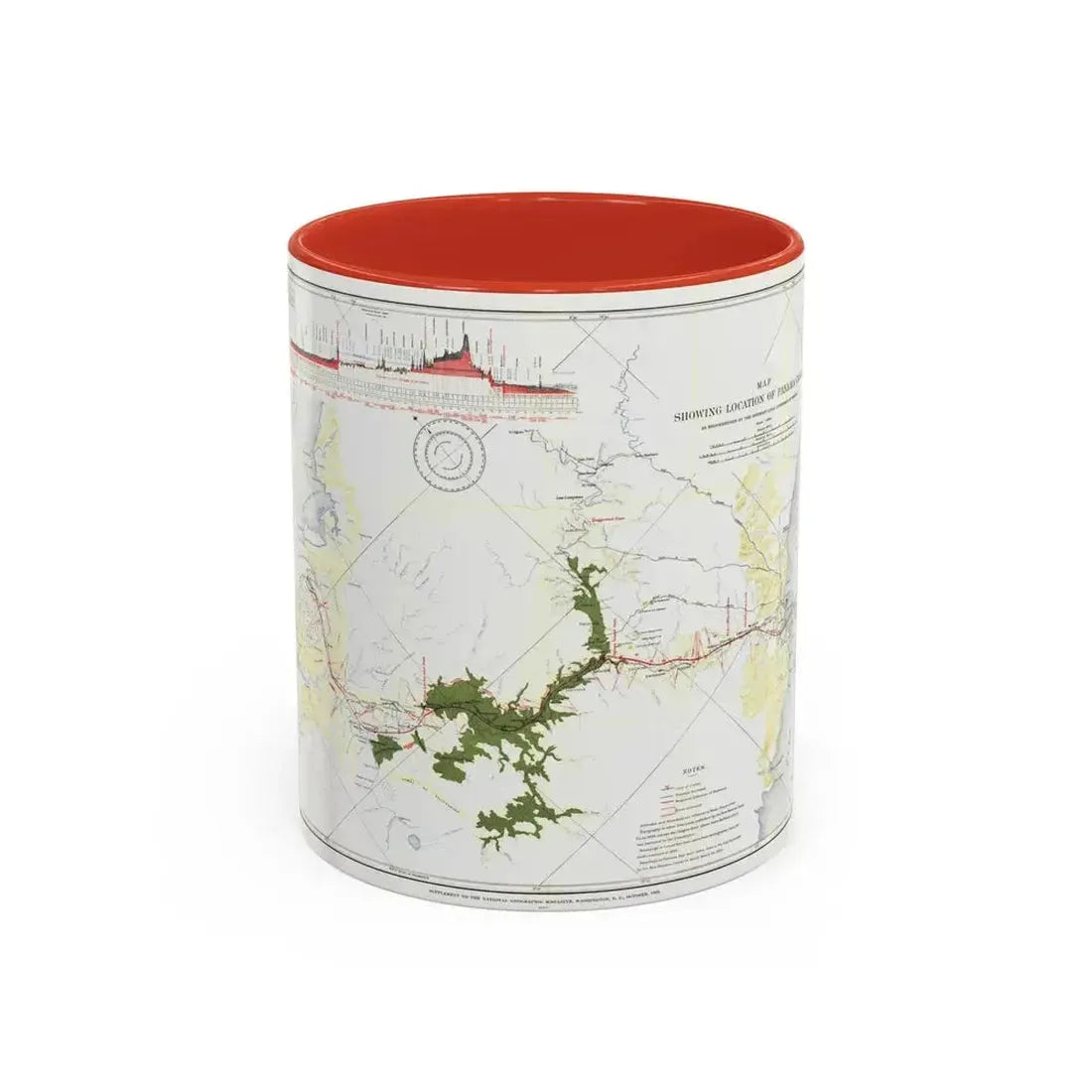 Central America - Panama Canal (1905) (Map) Accent Coffee Mug 11oz Red - Go Mug Yourself