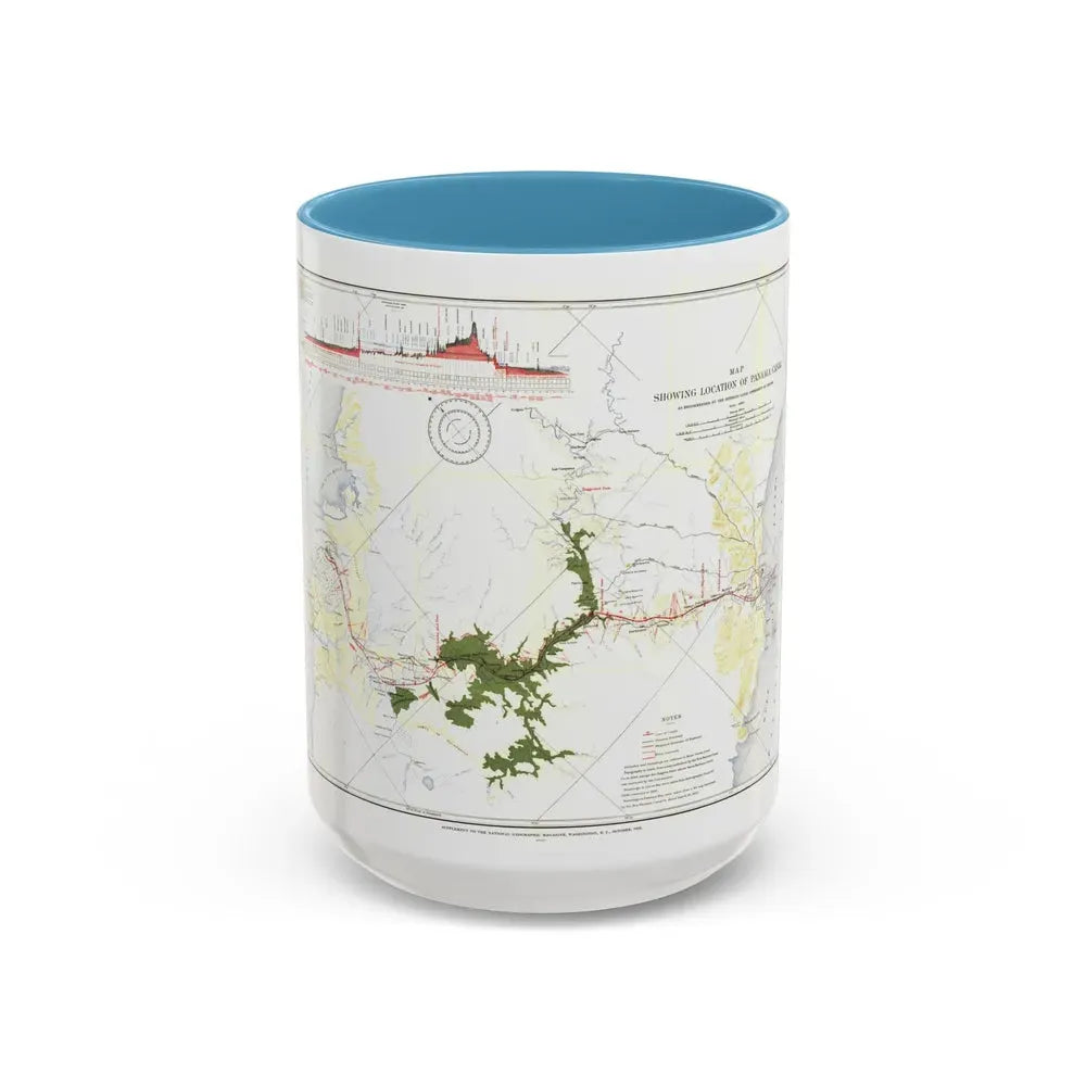 Central America - Panama Canal (1905) (Map) Accent Coffee Mug 15oz Light Blue - Go Mug Yourself