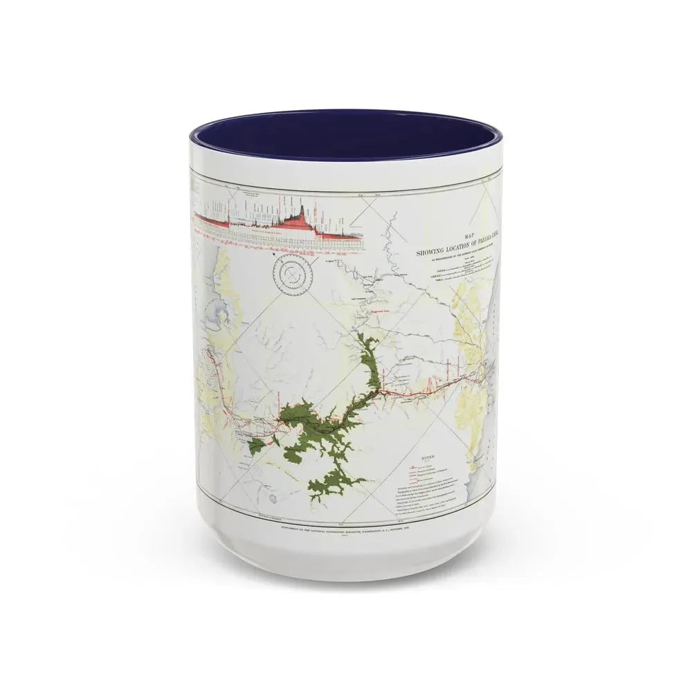 Central America - Panama Canal (1905) (Map) Accent Coffee Mug 15oz Navy - Go Mug Yourself