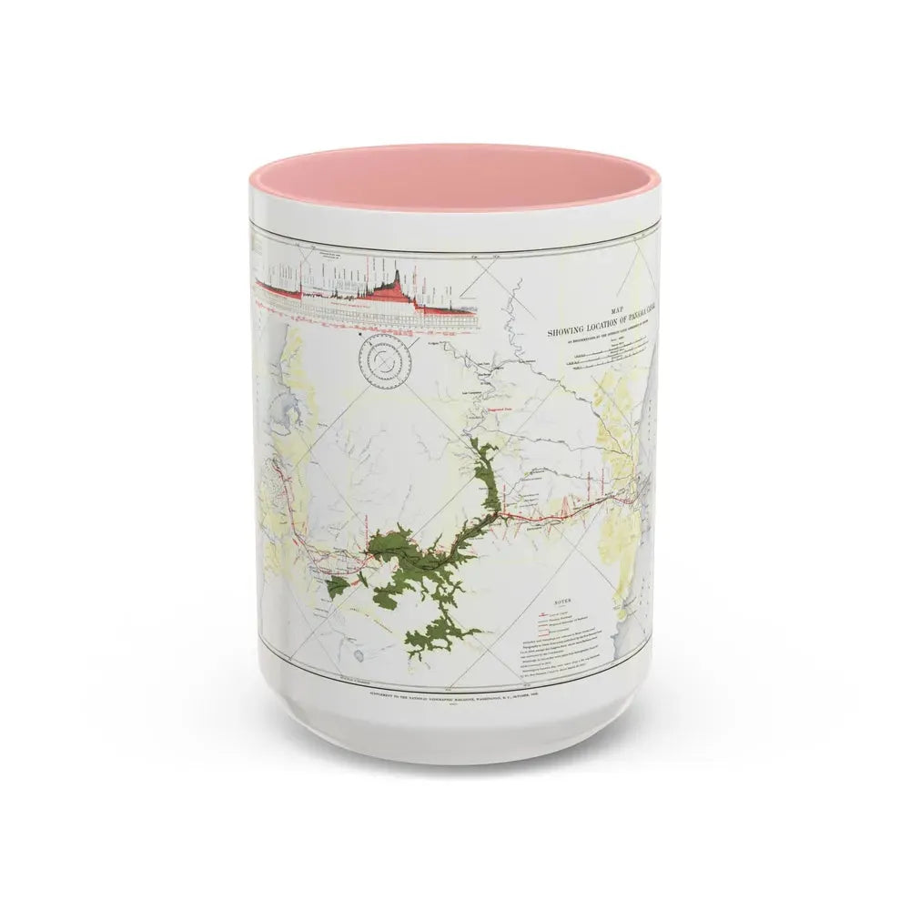 Central America - Panama Canal (1905) (Map) Accent Coffee Mug 15oz Pink - Go Mug Yourself