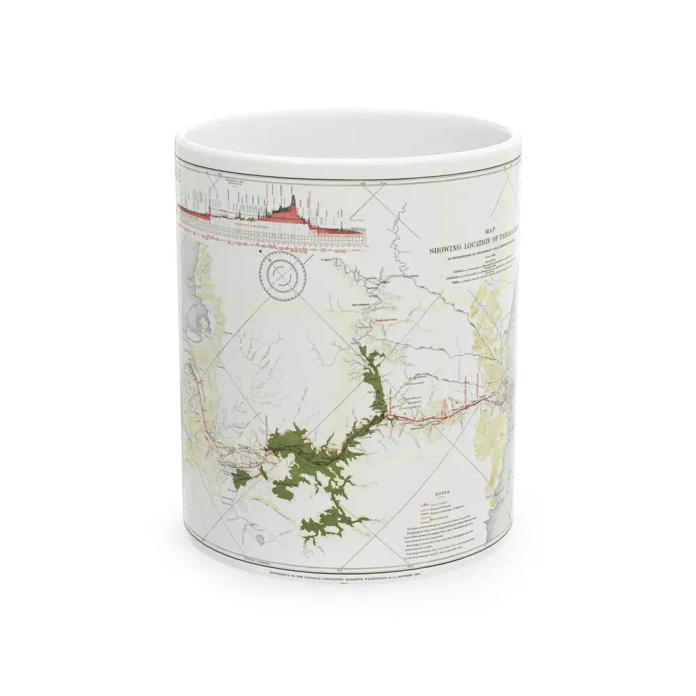 Central America - Panama Canal (1905) (Map) White Coffee Mug 11oz - Go Mug Yourself