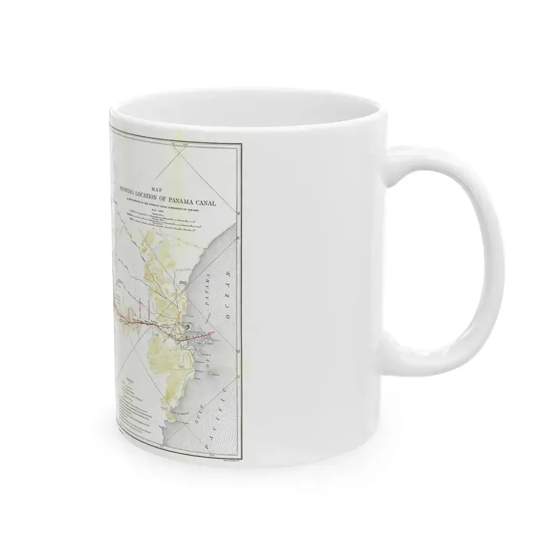 Central America - Panama Canal (1905) (Map) White Coffee Mug - Go Mug Yourself