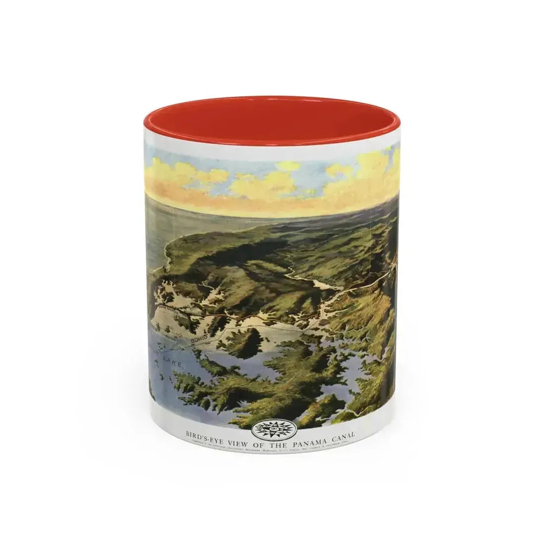 Central America - Panama Canal (1912) (Map) Accent Coffee Mug 11oz Red - Go Mug Yourself