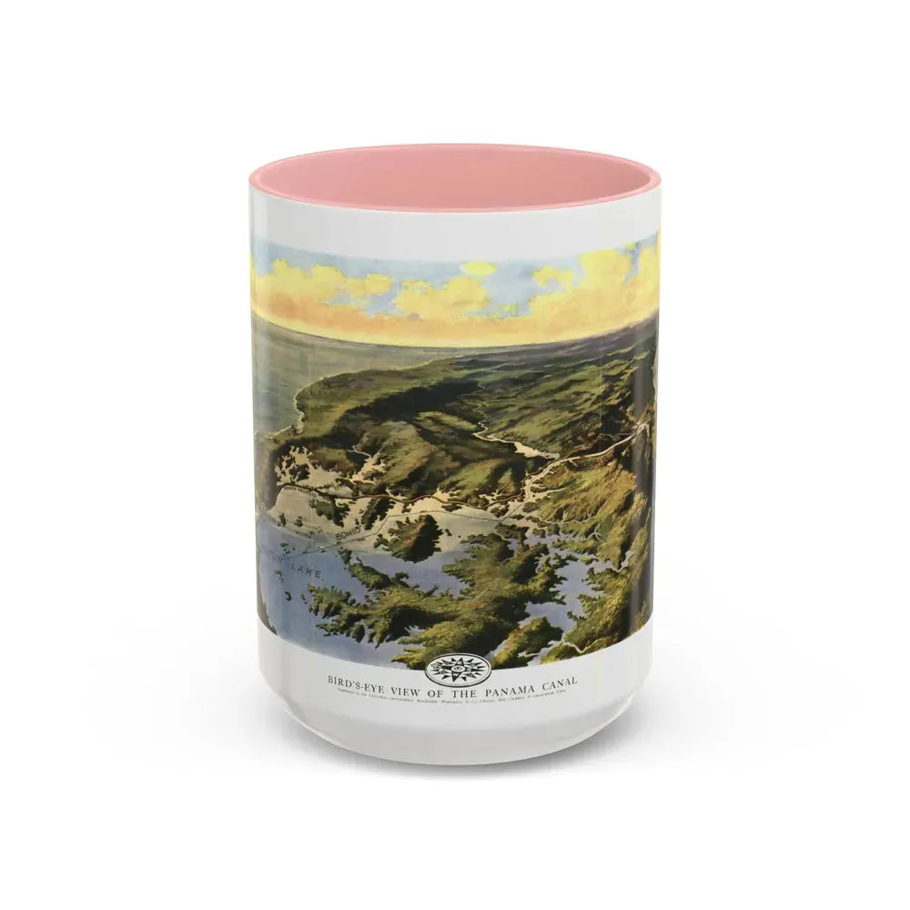 Central America - Panama Canal (1912) (Map) Accent Coffee Mug 15oz Pink - Go Mug Yourself