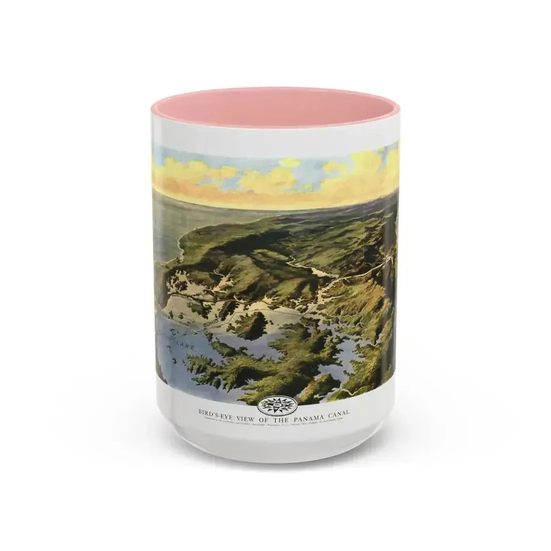 Central America - Panama Canal (1912) (Map) Accent Coffee Mug 15oz Pink - Go Mug Yourself