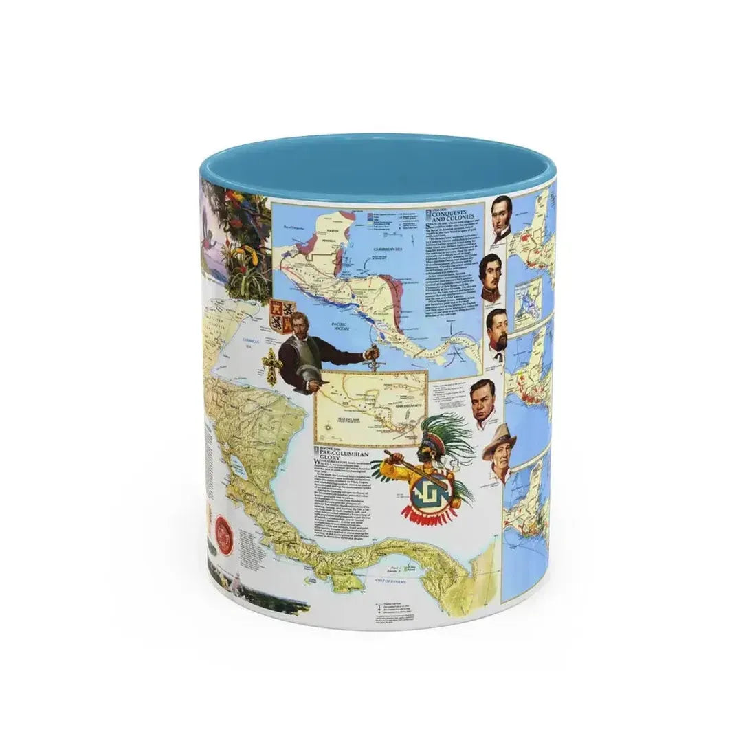 Central America Past and Present (1986) (Map) Accent Coffee Mug 11oz Light Blue - Go Mug Yourself