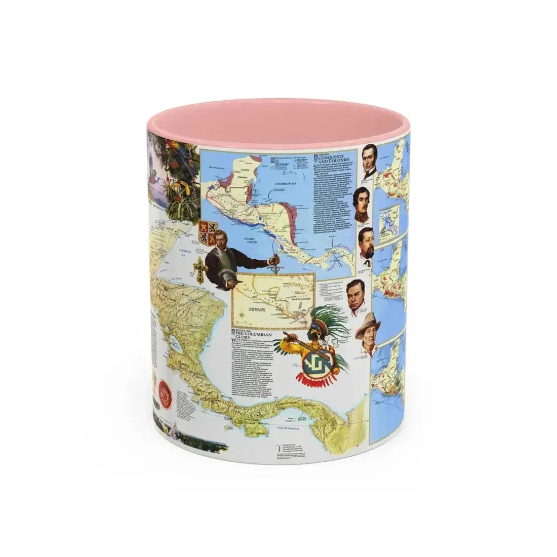Central America Past and Present (1986) (Map) Accent Coffee Mug 11oz Pink - Go Mug Yourself