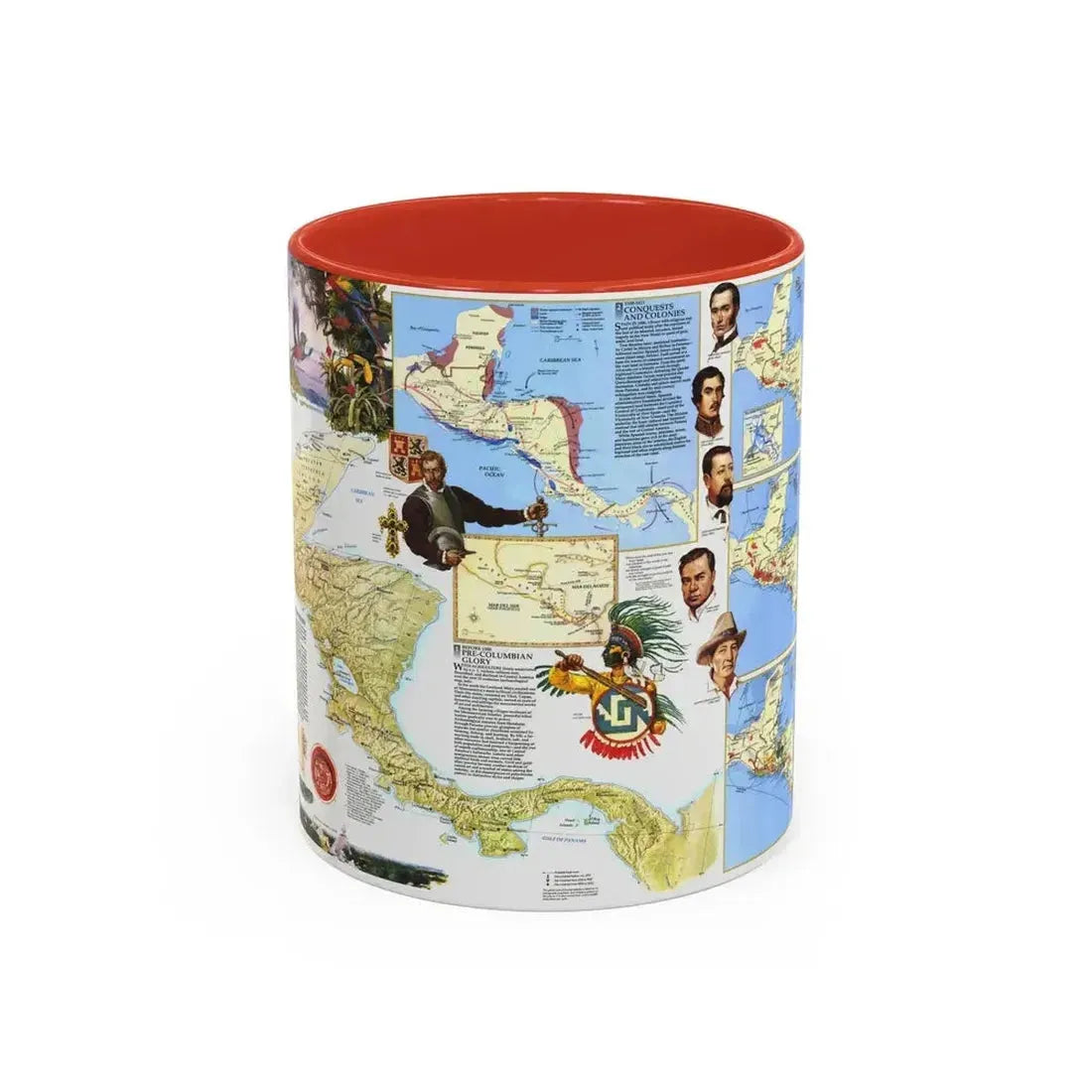 Central America Past and Present (1986) (Map) Accent Coffee Mug 11oz Red - Go Mug Yourself