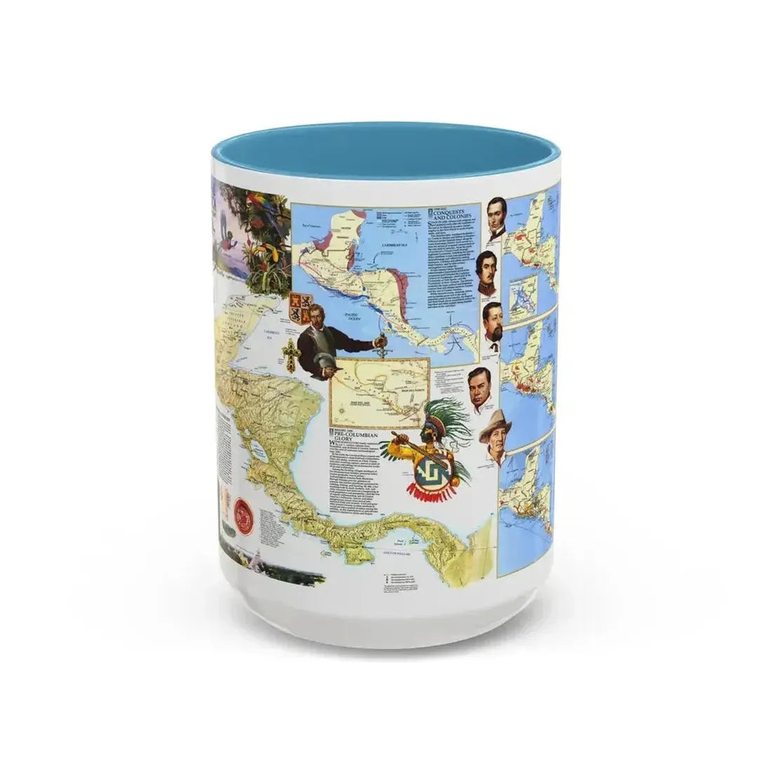 Central America Past and Present (1986) (Map) Accent Coffee Mug 15oz Light Blue - Go Mug Yourself