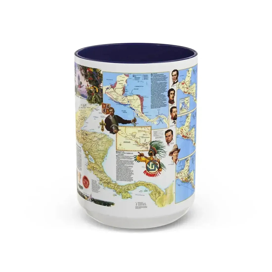 Central America Past and Present (1986) (Map) Accent Coffee Mug 15oz Navy - Go Mug Yourself