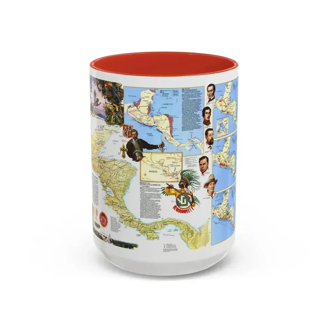 Central America Past and Present (1986) (Map) Accent Coffee Mug 15oz Red - Go Mug Yourself
