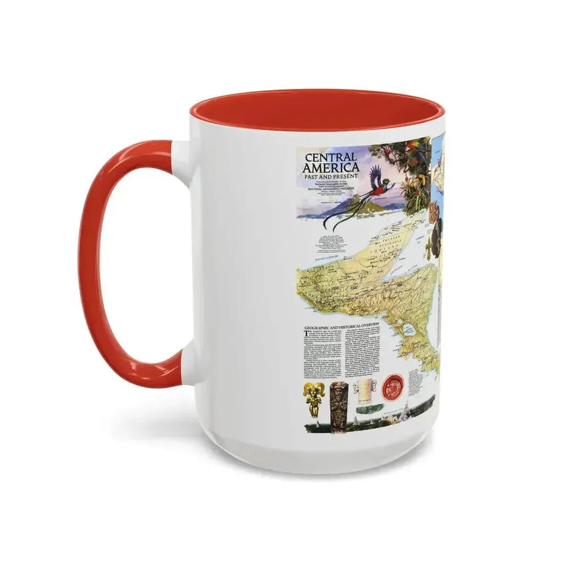 Central America Past and Present (1986) (Map) Accent Coffee Mug - Go Mug Yourself