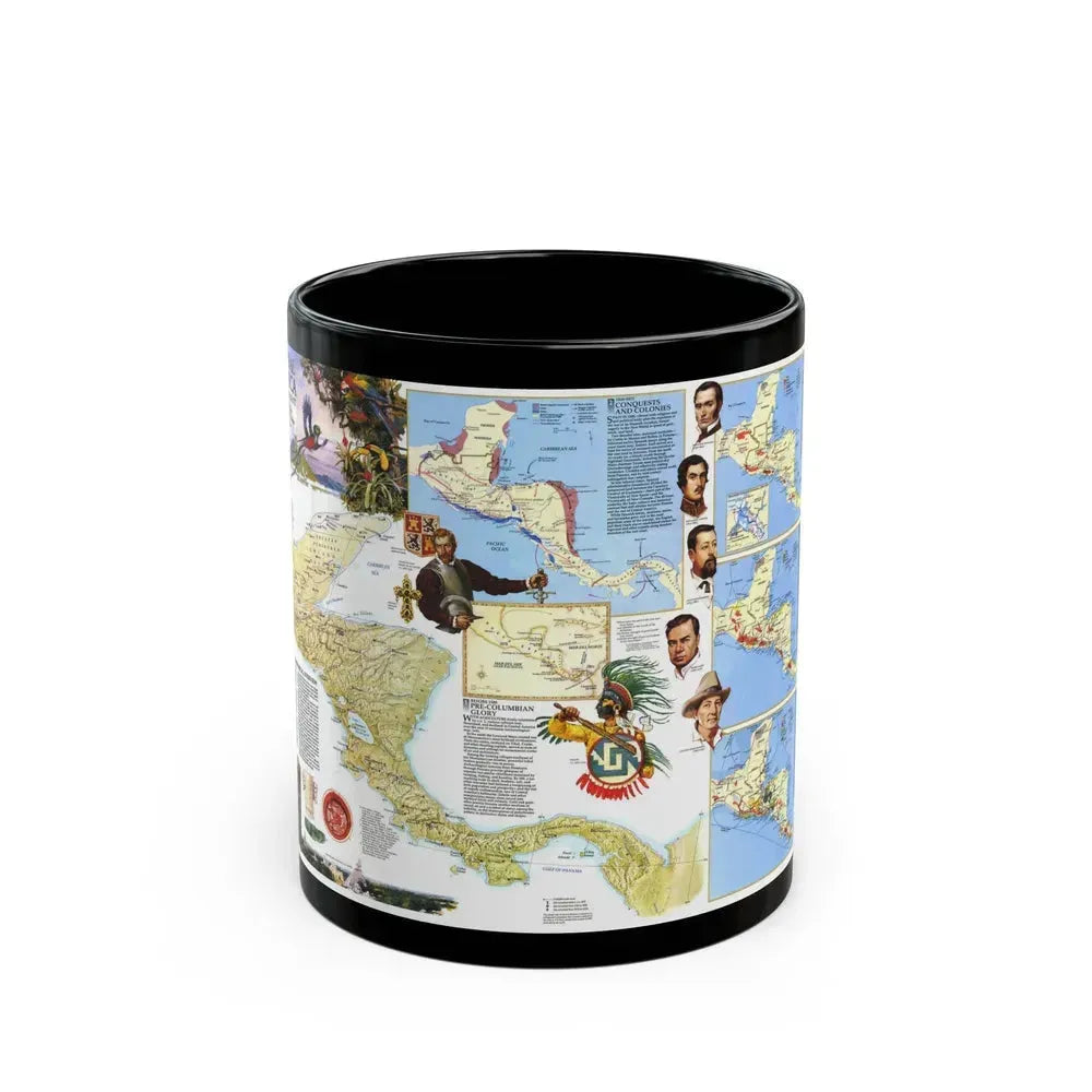 Central America Past and Present (1986) (Map) Black Coffee Mug 11oz - Go Mug Yourself