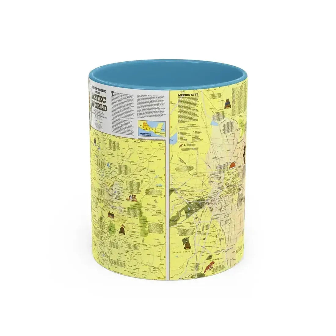 Central America - The Aztec World (1980) (Map) Accent Coffee Mug 11oz Light Blue - Go Mug Yourself