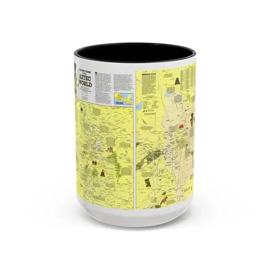 Central America - The Aztec World (1980) (Map) Accent Coffee Mug 15oz Black - Go Mug Yourself