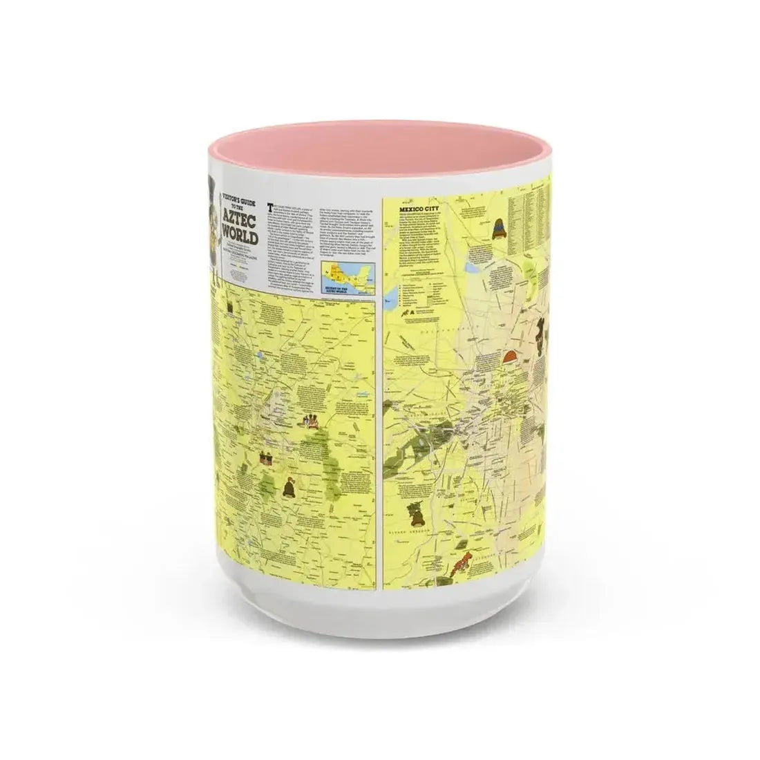 Central America - The Aztec World (1980) (Map) Accent Coffee Mug 15oz Pink - Go Mug Yourself