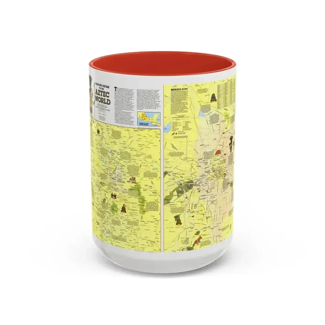 Central America - The Aztec World (1980) (Map) Accent Coffee Mug 15oz Red - Go Mug Yourself