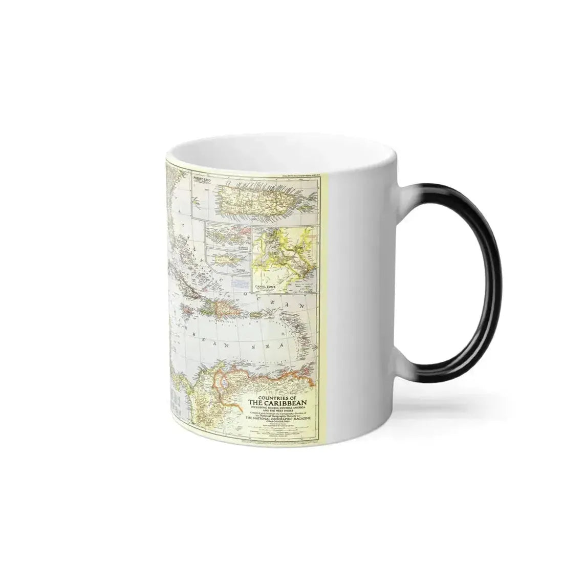 Central America - The Caribbean (1947) (Map) Color Changing Mug 11oz - Go Mug Yourself
