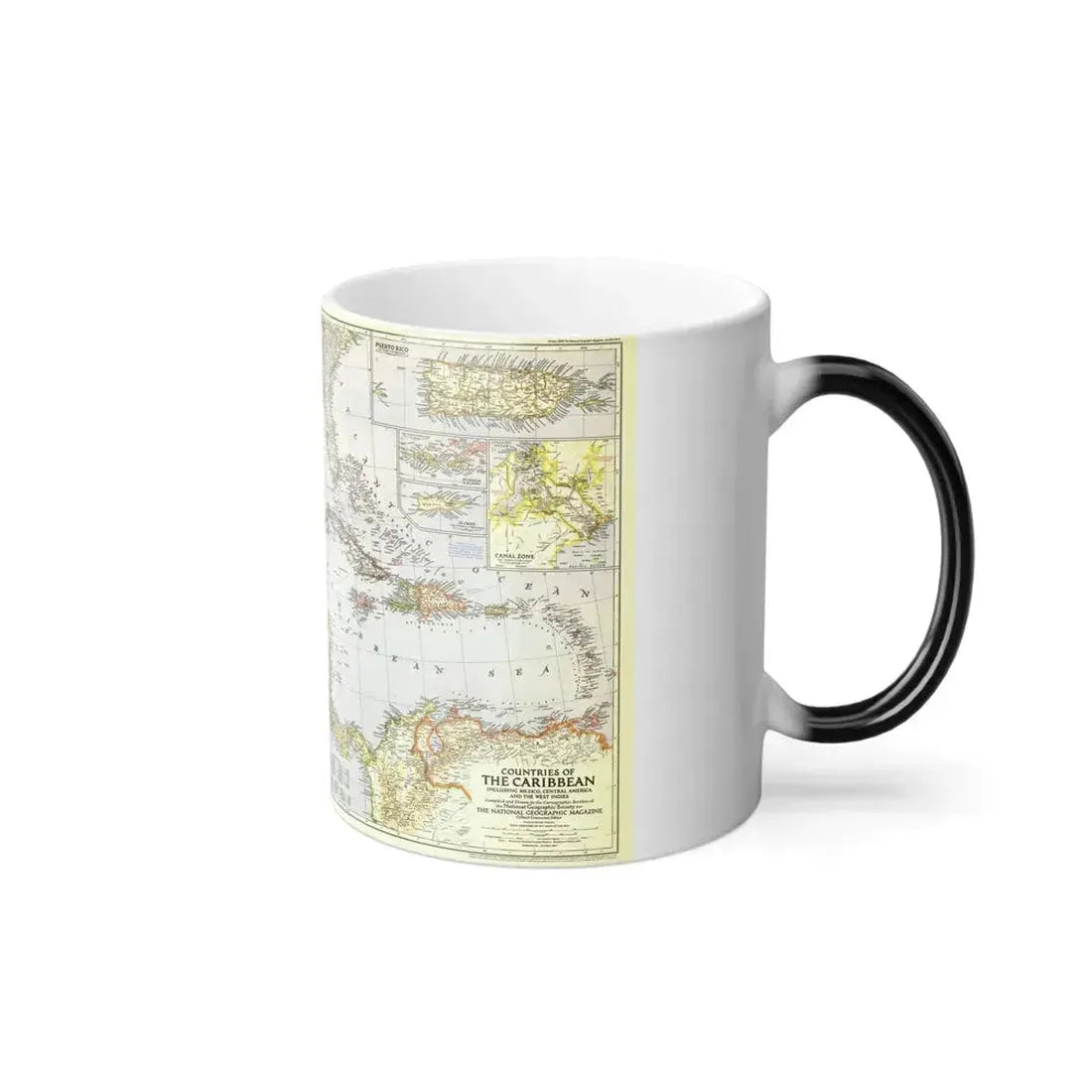 Central America - The Caribbean (1947) (Map) Color Changing Mug 11oz - Go Mug Yourself