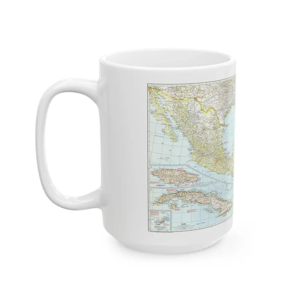 Central America & West Indies (1939) (Map) White Coffee Mug-Go Mug Yourself