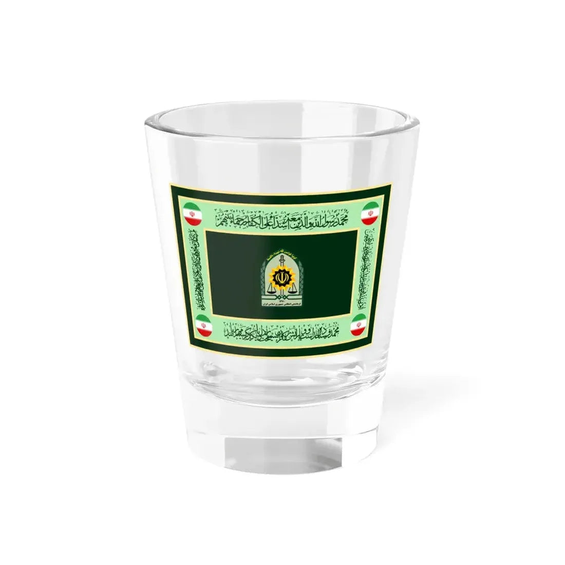 Ceremonial flag of the Law Enforcement Force of the Islamic Republic of Iran (Iran) Shot Glass 1.5oz 1.5oz - Go Mug Yourself