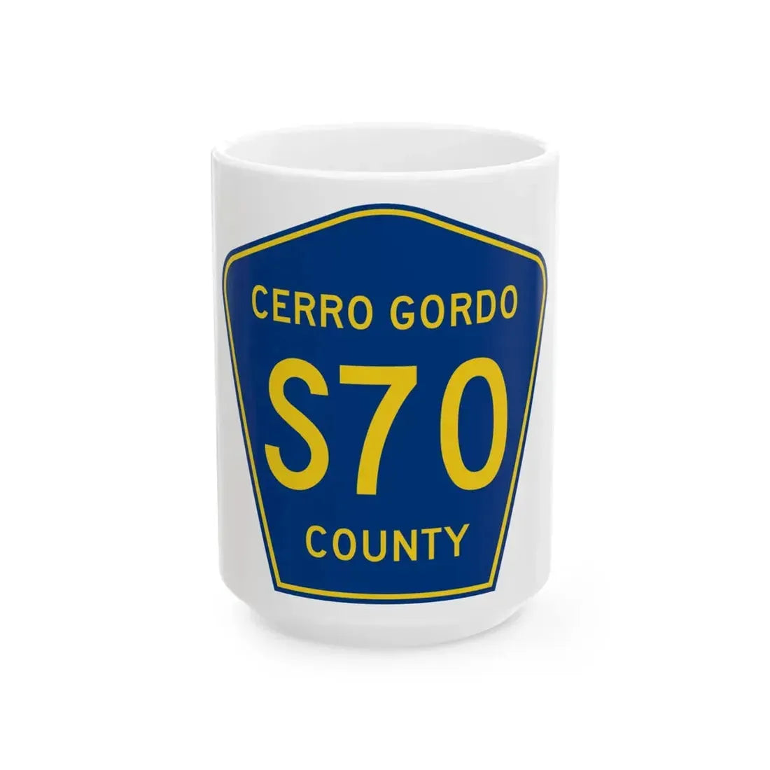 Cerro Gordo County Route S70 IA (Iowa) (Road Sign) White Coffee Mug 15oz - Go Mug Yourself