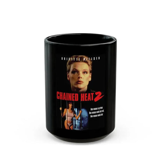 CHAINED HEAT 2 1993 Movie Poster - Black Coffee Mug 15oz - Go Mug Yourself