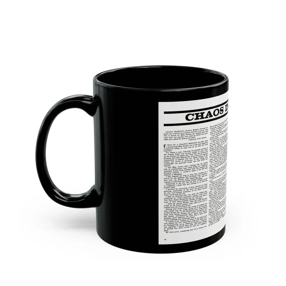 Chaos In Laos, Bluebook for Men, 1962 - Black Coffee Mug - Go Mug Yourself