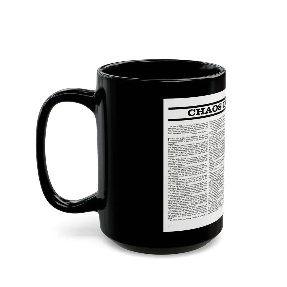 Chaos In Laos, Bluebook for Men, 1962 - Black Coffee Mug - Go Mug Yourself