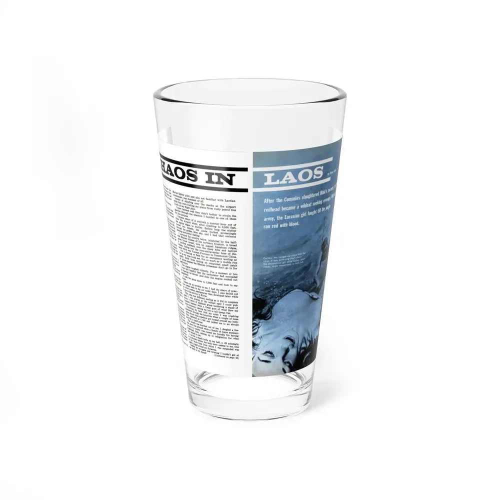 Chaos In Laos, Bluebook for Men, 1962 (Magazine Illustration) Pint Glass 16oz 16oz - Go Mug Yourself