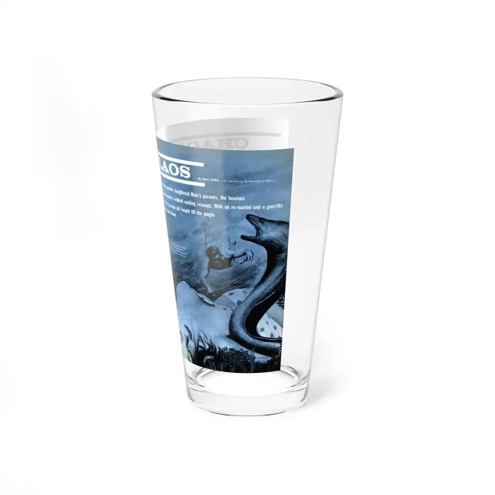 Chaos In Laos, Bluebook for Men, 1962 (Magazine Illustration) Pint Glass 16oz - Go Mug Yourself