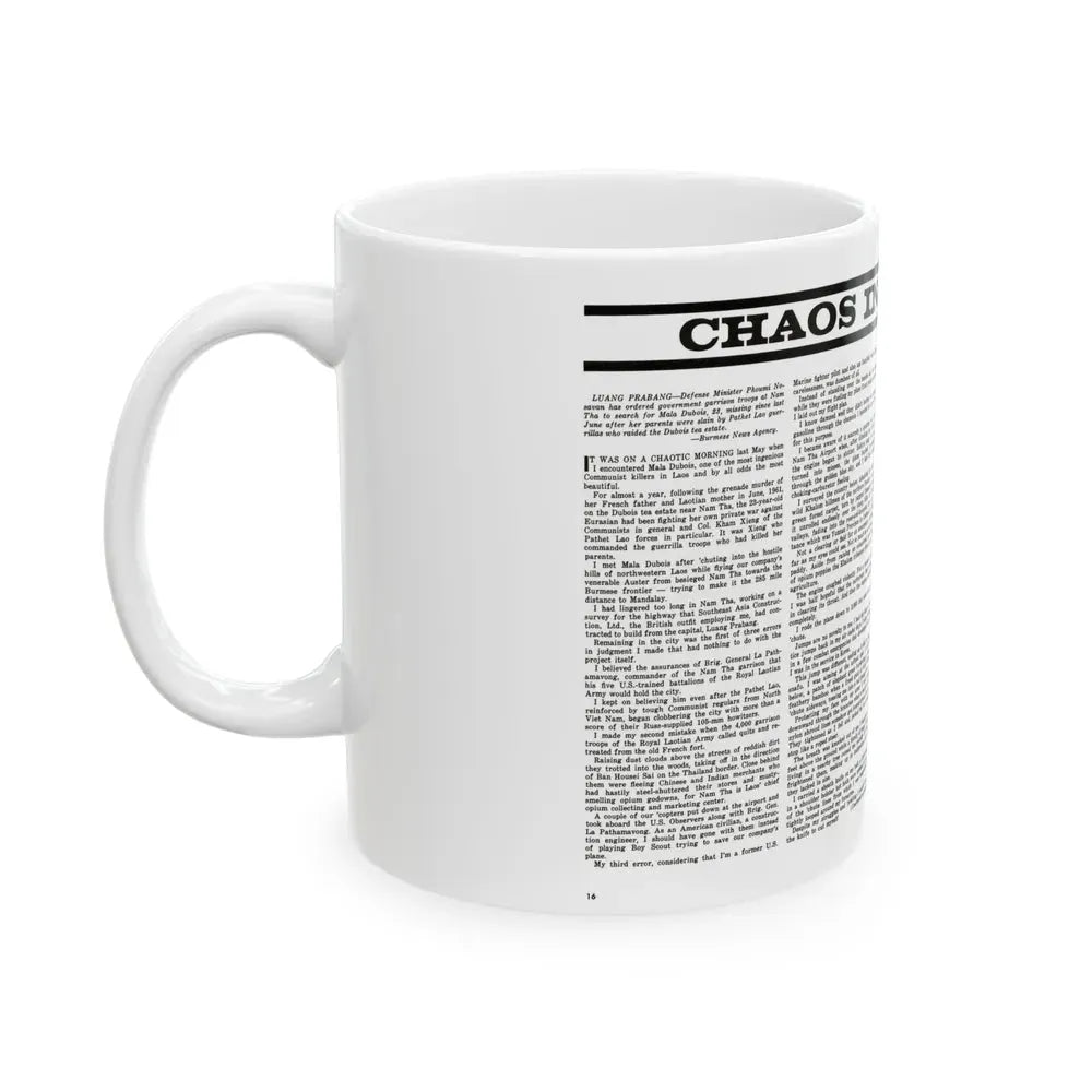 Chaos In Laos, Bluebook for Men, 1962 - White Coffee Mug - Go Mug Yourself