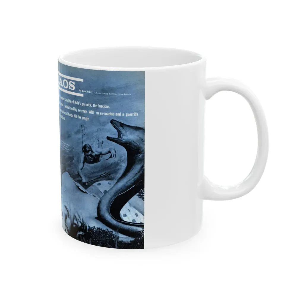 Chaos In Laos, Bluebook for Men, 1962 - White Coffee Mug - Go Mug Yourself