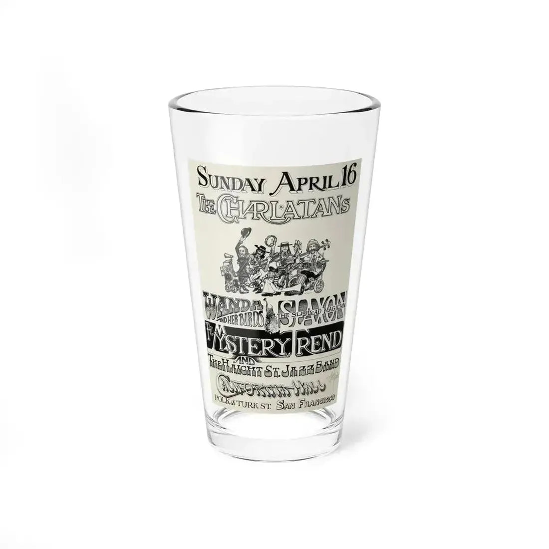 charlatans, mystery trend california hall (1966) (Music Poster) Pint Glass 16oz 16oz - Go Mug Yourself