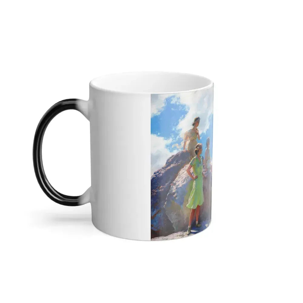 Charles Courtney Curran (1861-1942) Bear Cliff Rocks - Oil on canvas 1930 - Color Changing Mug 11oz - Go Mug Yourself