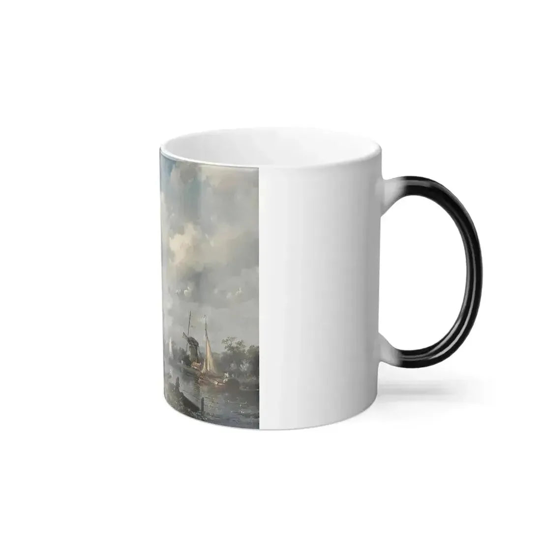 Charles Henri Joseph Leickert (1816-1907) Figures strolling by a Dutch canal - Oil on Canvas 1859 - Color Changing Mug 11oz - Go Mug Yourself