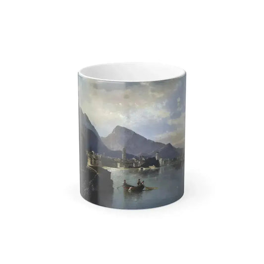 Charles Marchand (1843-1901) A lakeside town in North Italy - Oil on Canvas 1881 - Color Changing Mug 11oz 11oz - Go Mug Yourself